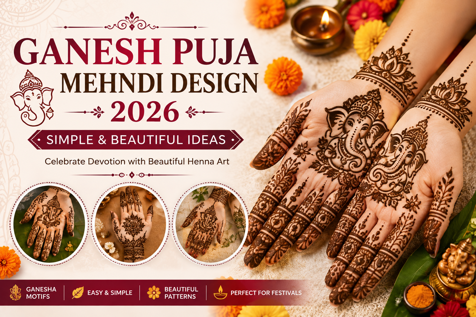 Ganesh Puja Mehndi Design 2026: Simple and Beautiful Ideas